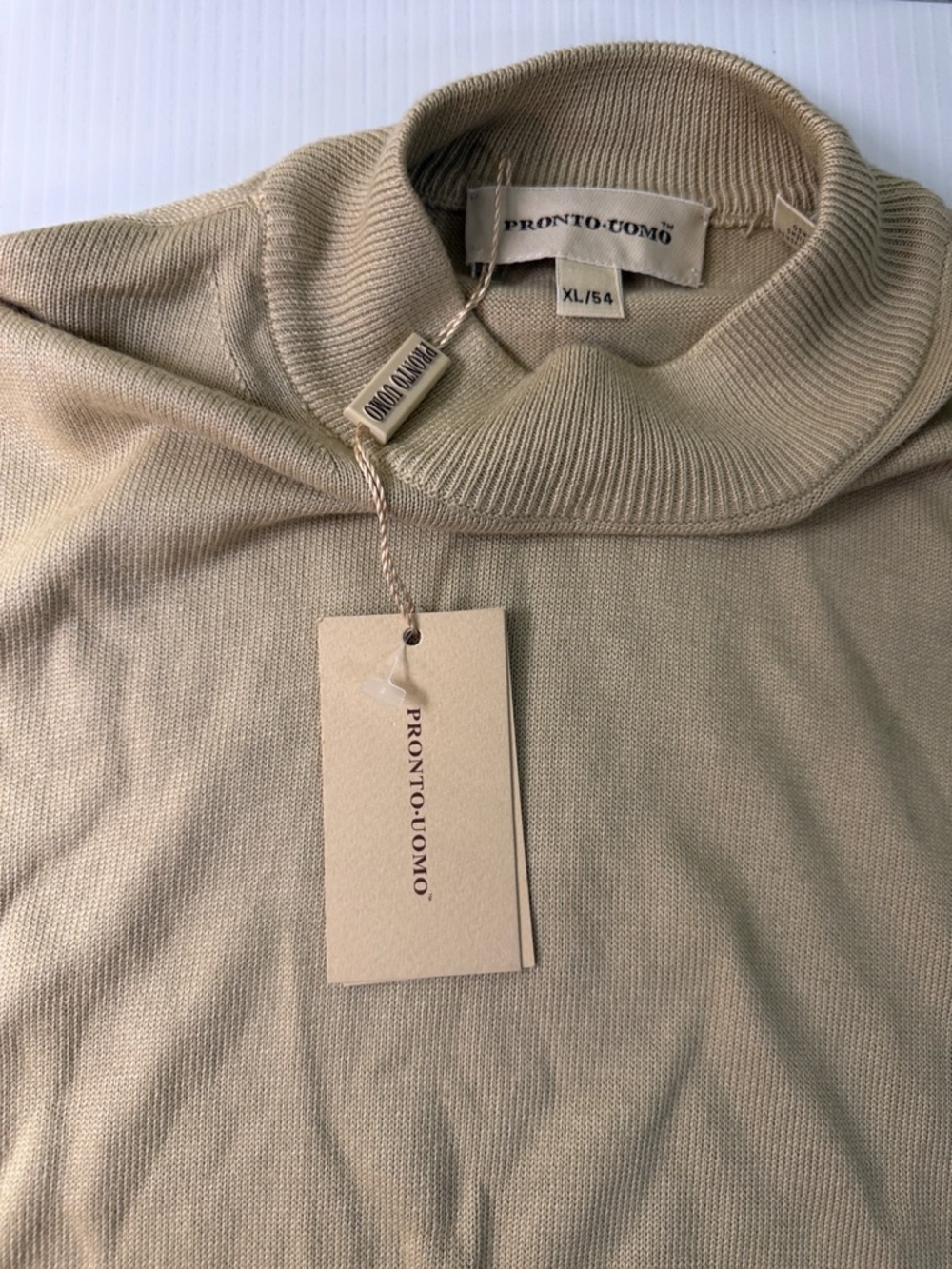 Pronto-Uomo, Beige Crewneck Sweater - XL, NWT - Picture 3 of 4